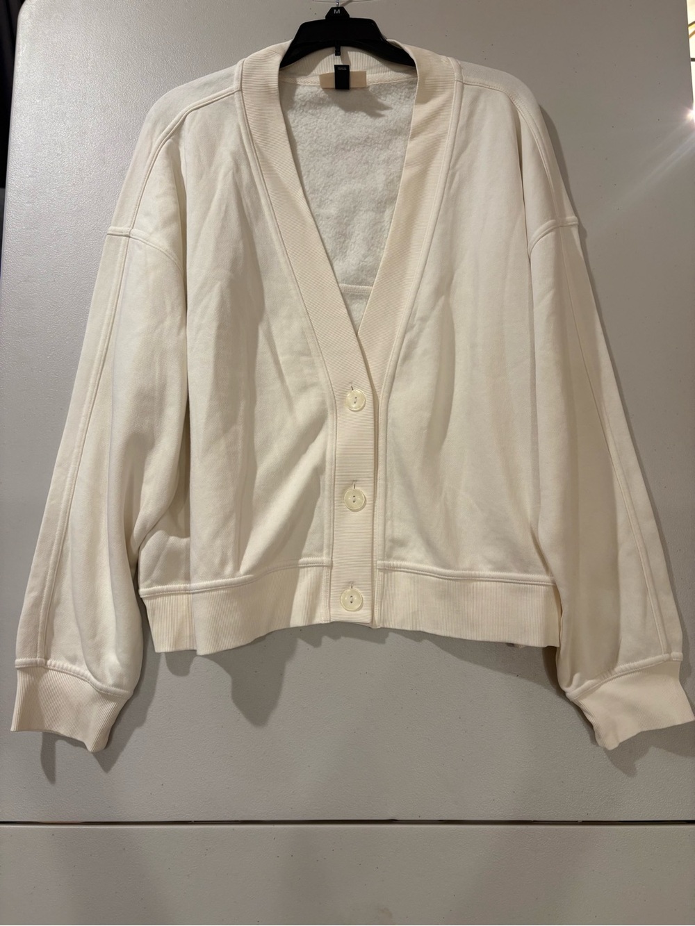 NWOT Universal Thread Women's Fleece Cardigan - Cream White Size L - Picture 3 of 7